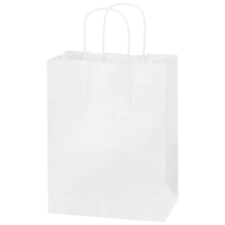 Bsc Preferred 8 x 4-1/2 x 10 1/4'' White Paper Shopping Bags, 250PK BUY00029600